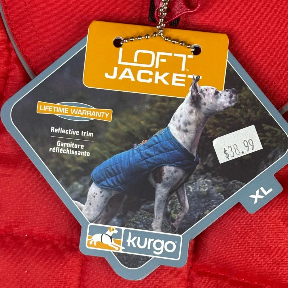 Kurgo Loft Jacket Dog Coat XL Chili Red Quilted Reflective Water Resistant‎ NEW